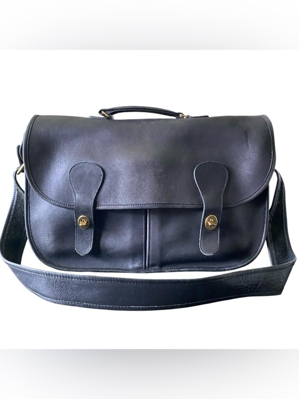 Vintage Coach Musette Messenger Bag Leather Briefcase Black Made in USA